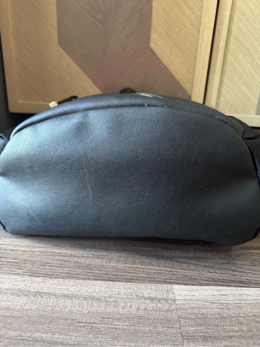 Tutilo Black Nylon & vegan leather Backpack with Red Zip Accent
